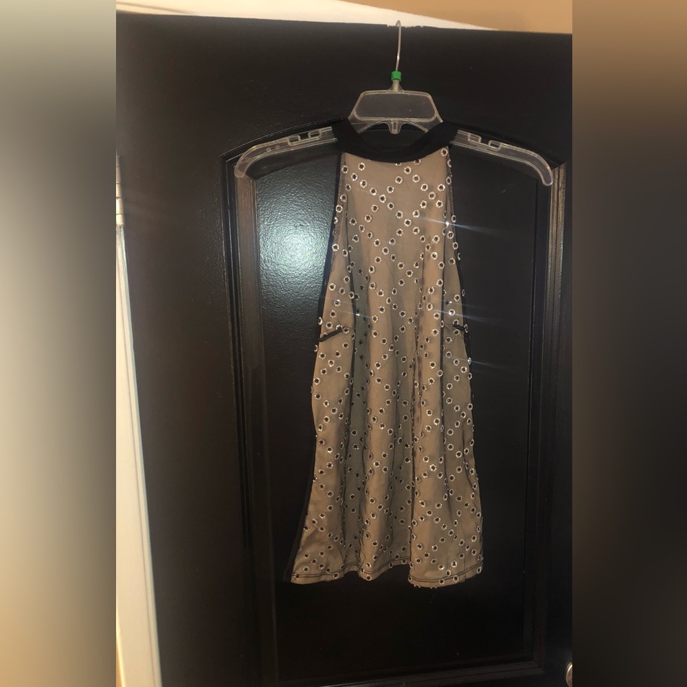 Dressy black and gold glitter tank halter top